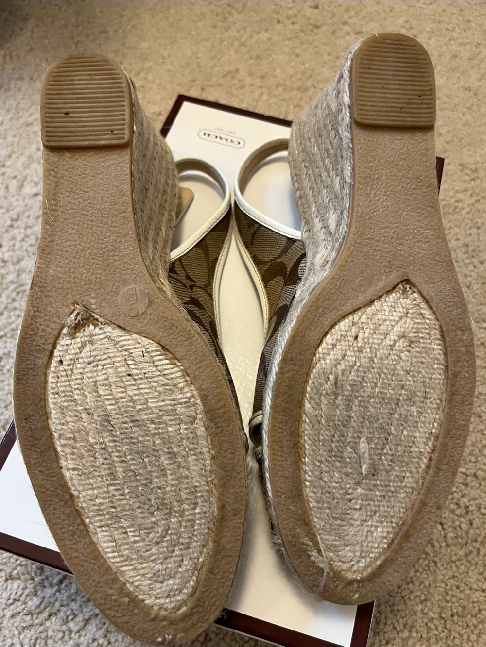 EUC Coach Taupe Signature Canvas Wedge Sandals - Picture 6 of 9